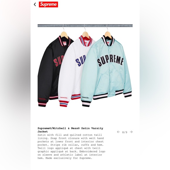 Supreme Mitchell & Ness Satin Varsity
Jacket - Picture 12 of 12
